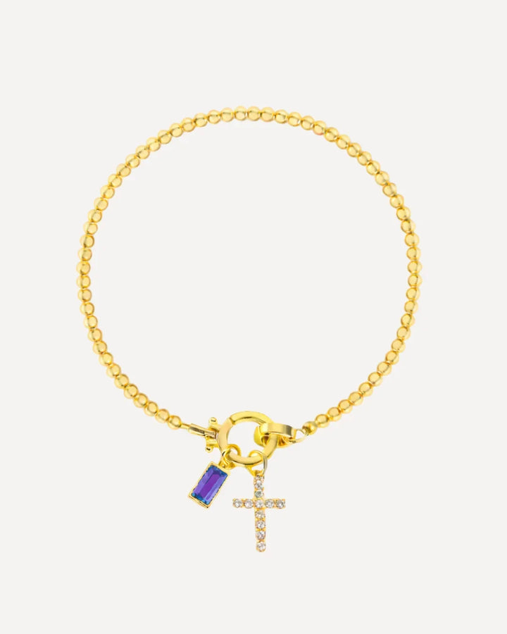 Icon Birthstone Cross Charm bracelet