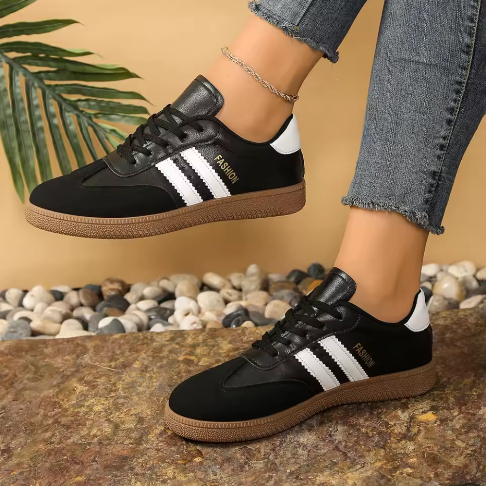 Women's Color Block Sneakers – Lace-Up Low Top Casual Trainers