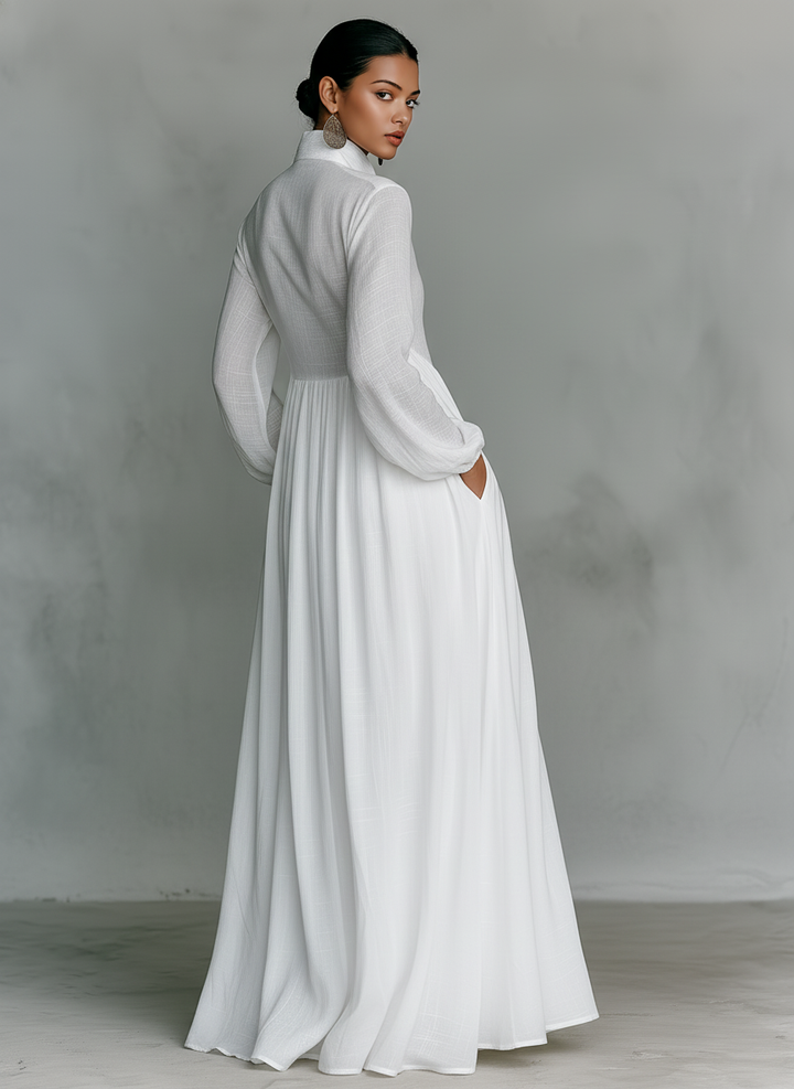 SUAILCE | PATCHWORK LINEN BLEND MAXI DRESS