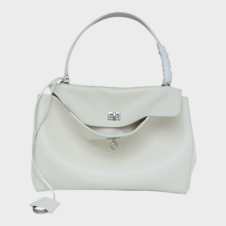 Structured Leather Handbag with Magnetic Flap