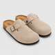 Men's Closed Toe Suede Leather Mule Clogs with Cork Footbed Slip-On Slippers