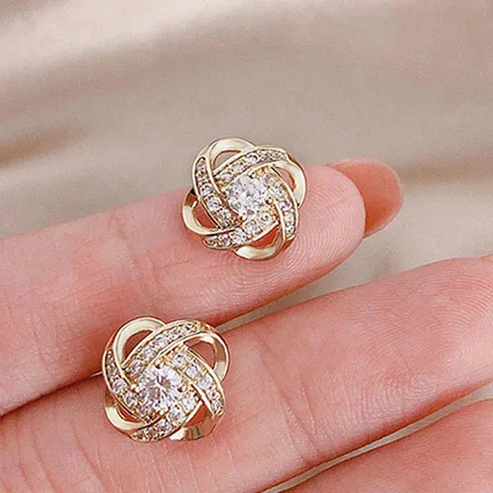 Sybil | Gold Spiral Earrings with Crystals