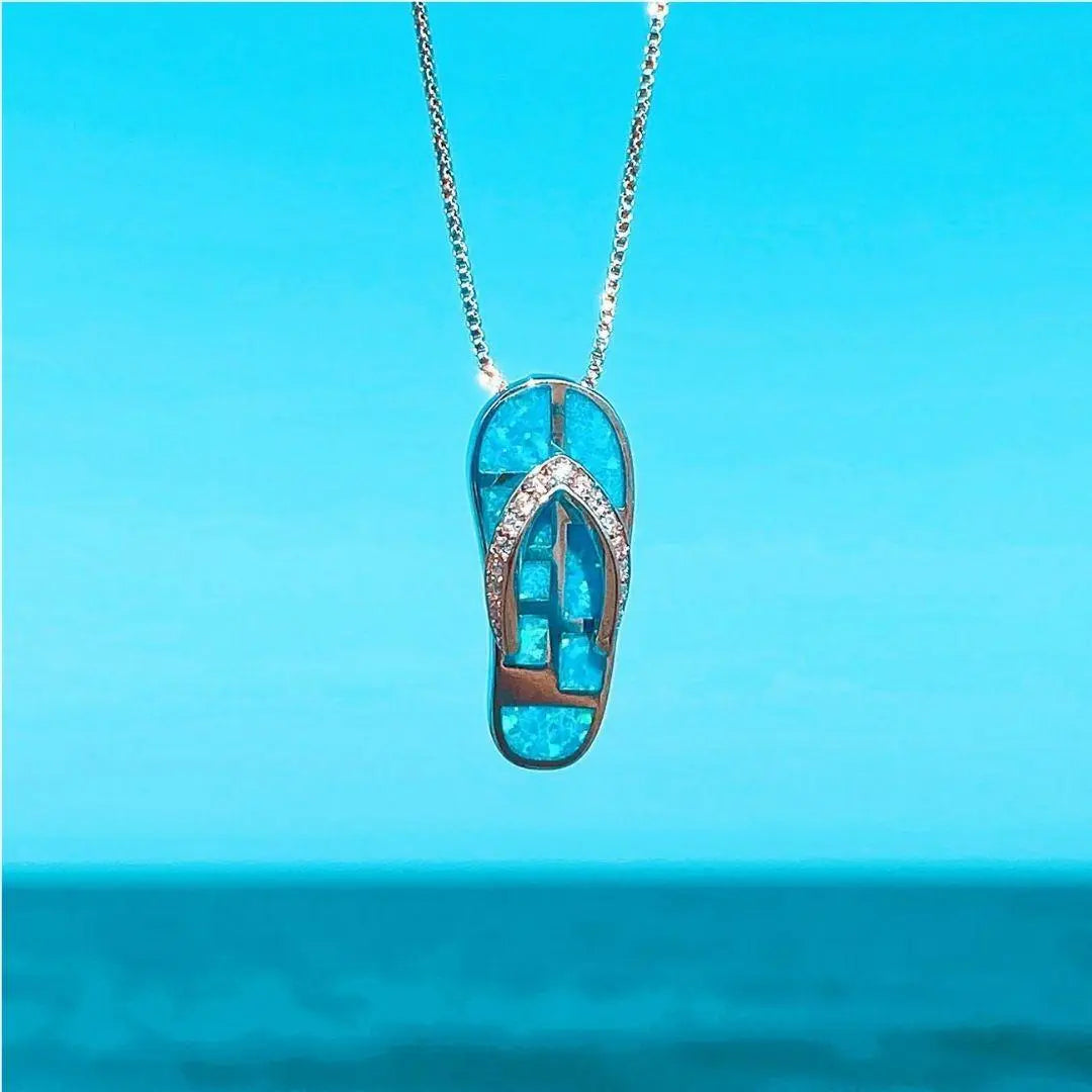 Bluebell | Silver Pendant Necklace with Blue Opal