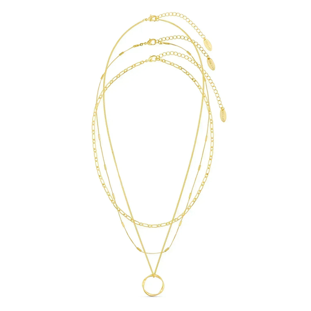 Octavia | Three-Row Open Hoop Necklace in Gold