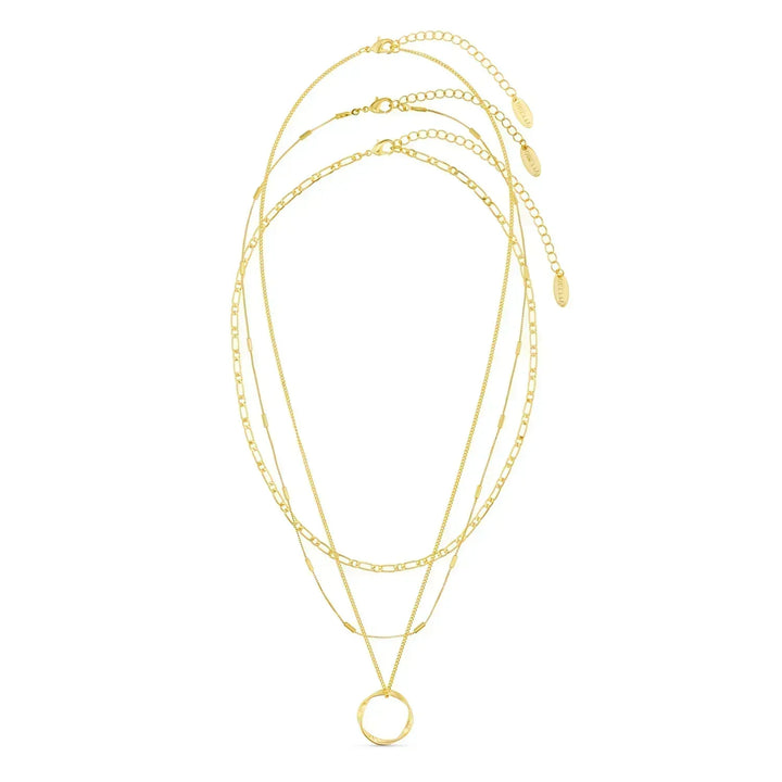 Octavia | Three-Row Open Hoop Necklace in Gold