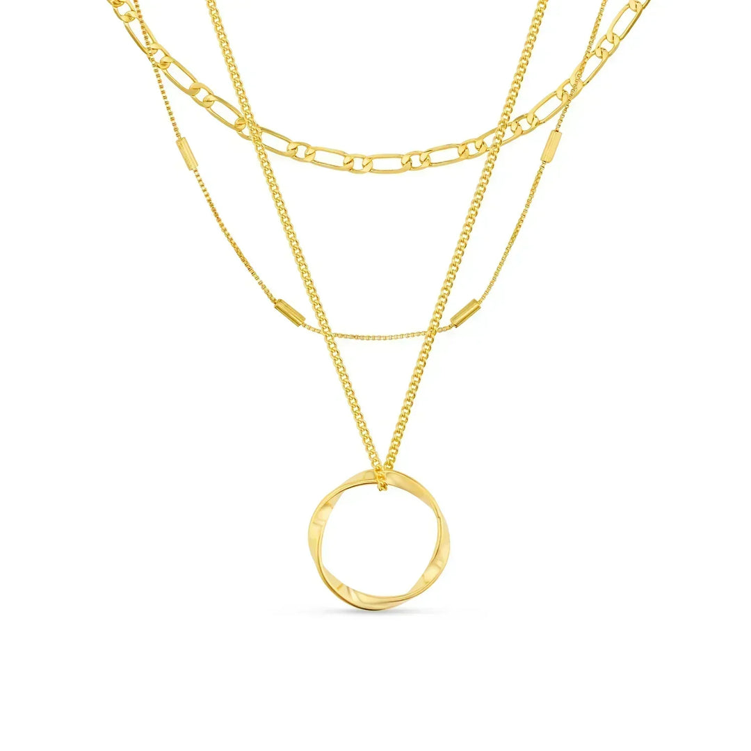 Octavia | Three-Row Open Hoop Necklace in Gold