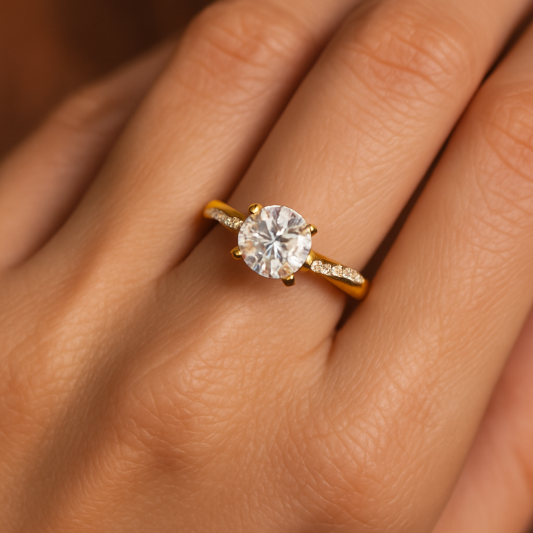 Bridget | Gold Engagement Ring with Crystal