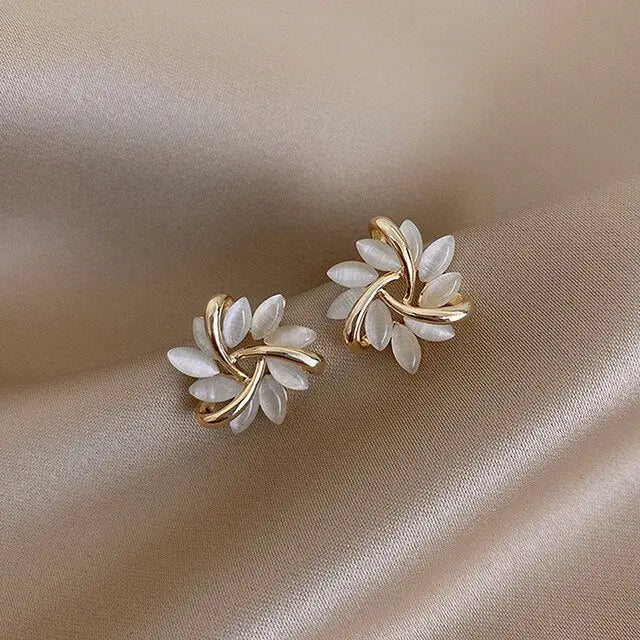 Bianca | White Opal Stud Earrings