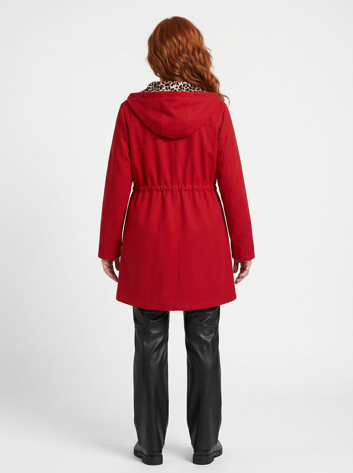 SIOBHÁN | REVERSIBLE LEOPARD TRIM HOODED JACKET