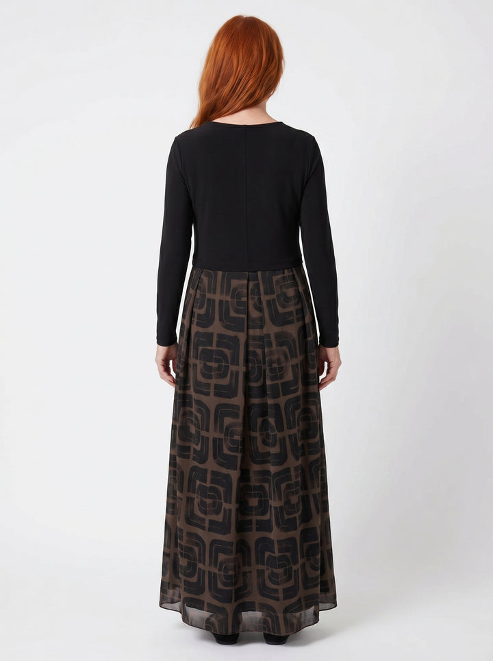 MAEVE | ELEGANT JERSEY & MESH MIDI DRESS