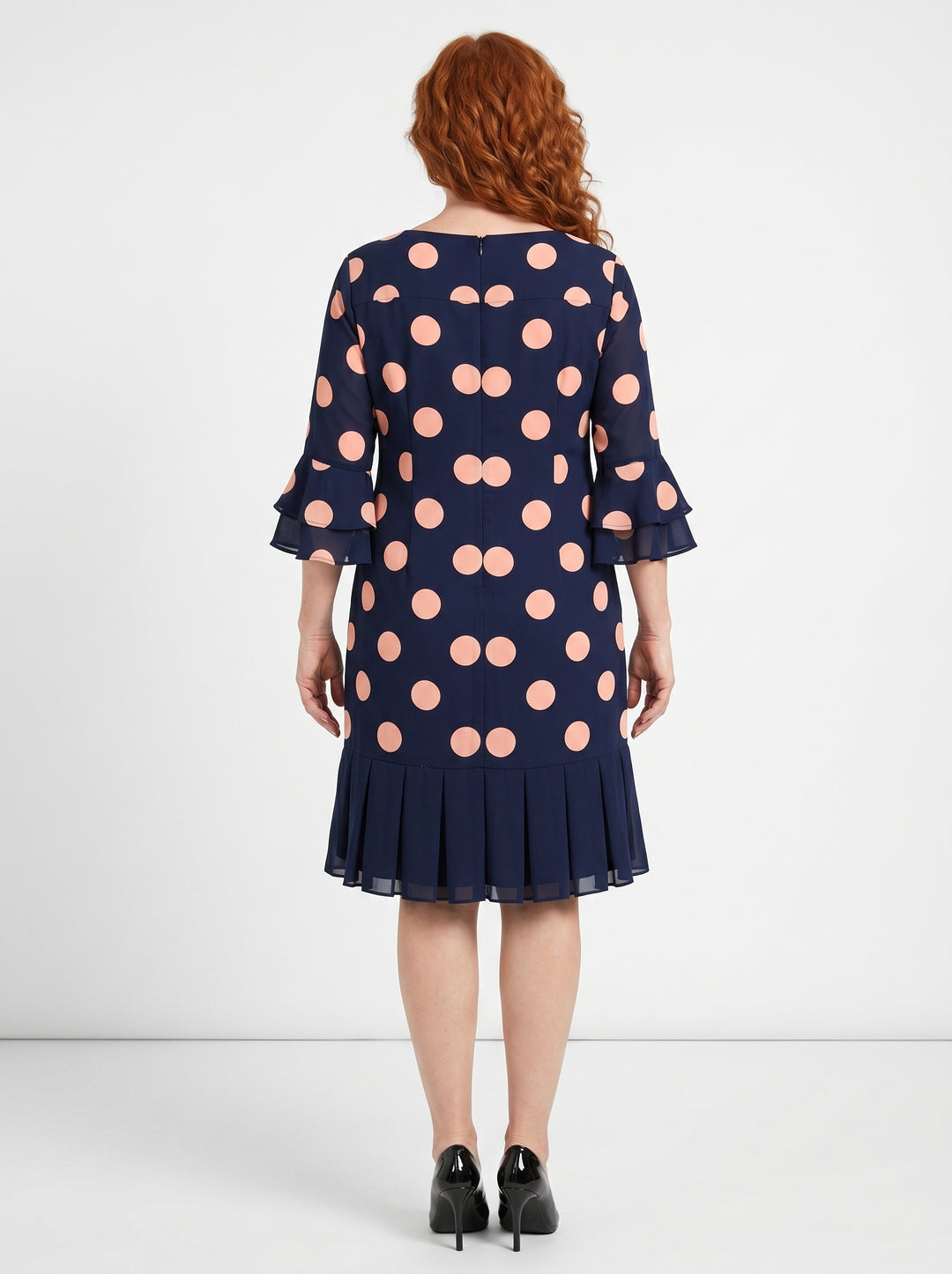 NIAMH | ELEGANT PLEATED POLKA DOT DRESS