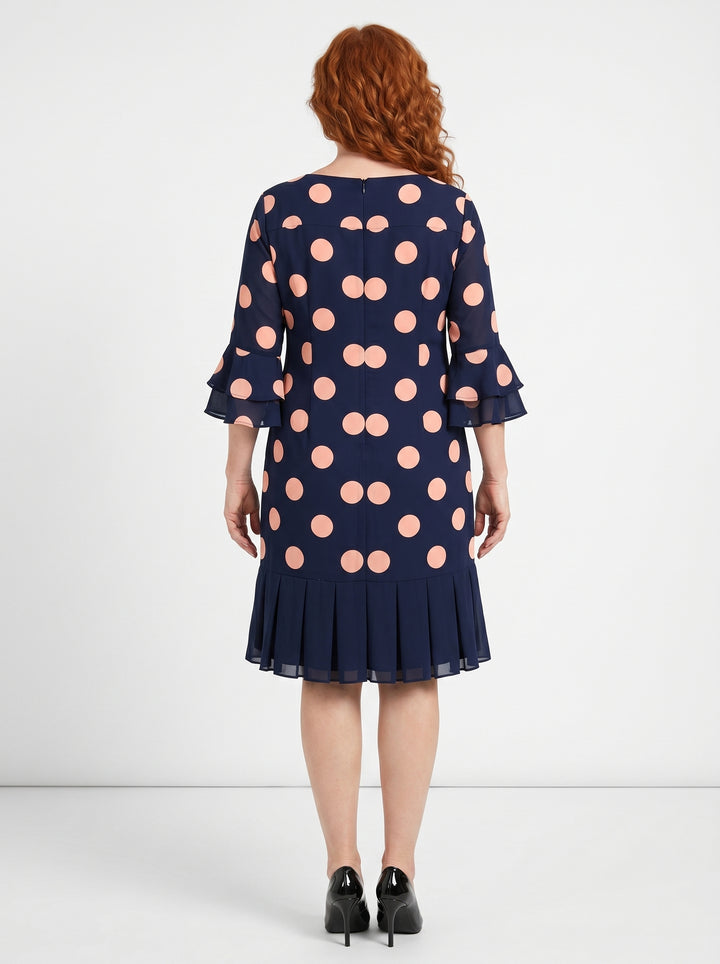 NIAMH | ELEGANT PLEATED POLKA DOT DRESS
