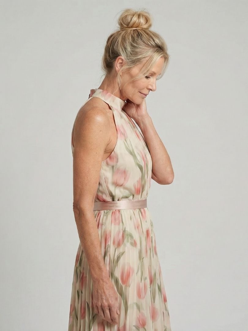 MAEVE | HALTER NECK FLORAL MIDI DRESS
