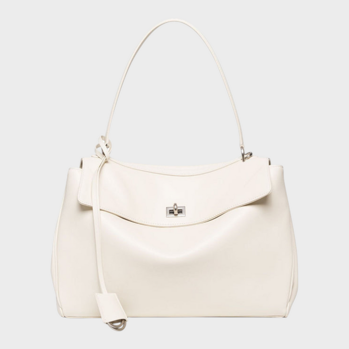 Structured Leather Handbag with Magnetic Flap