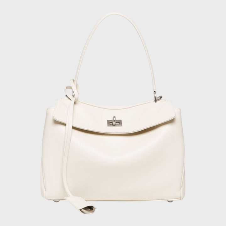 Structured Leather Handbag with Magnetic Flap