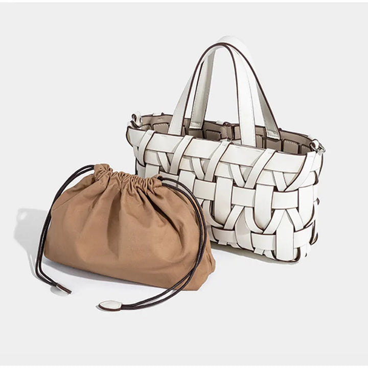 Handwoven Faux Leather Crossbody Bag
