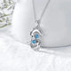 Nuala | Silver Double Dolphin Necklace with Blue Crystal