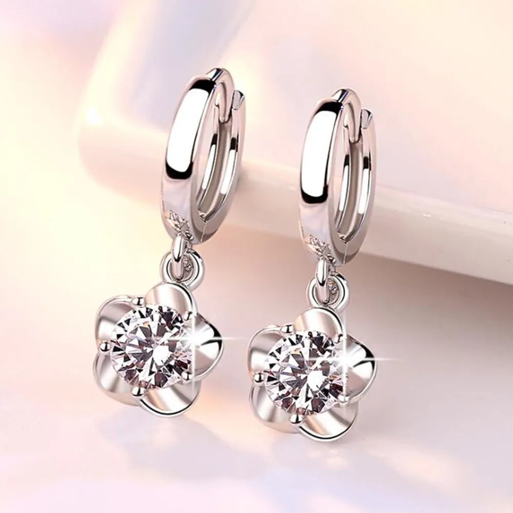 Yvette | Silver Earrings with Purple and White Zirconia