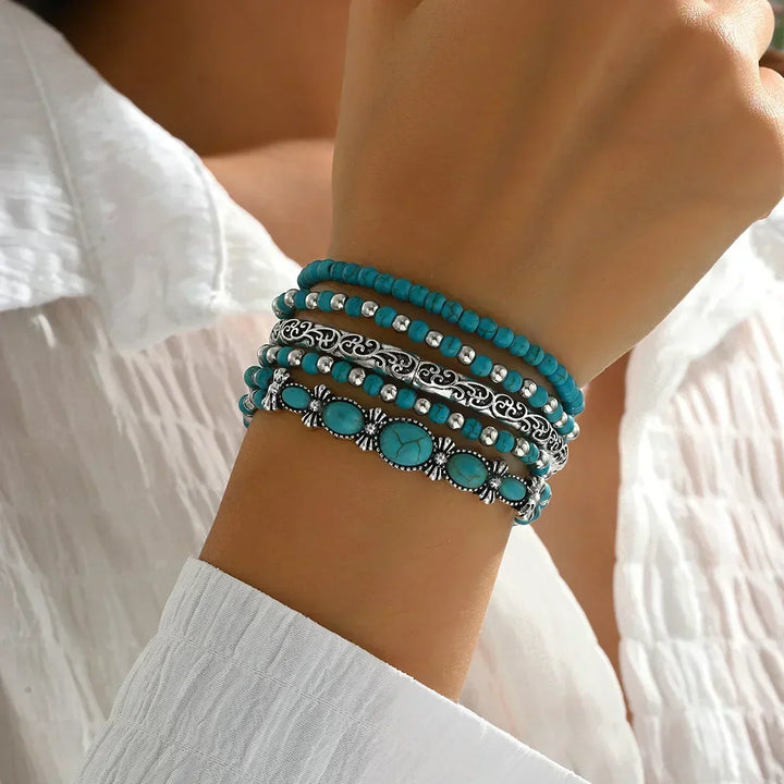 Iona | Turquoise Beaded Bracelet Set