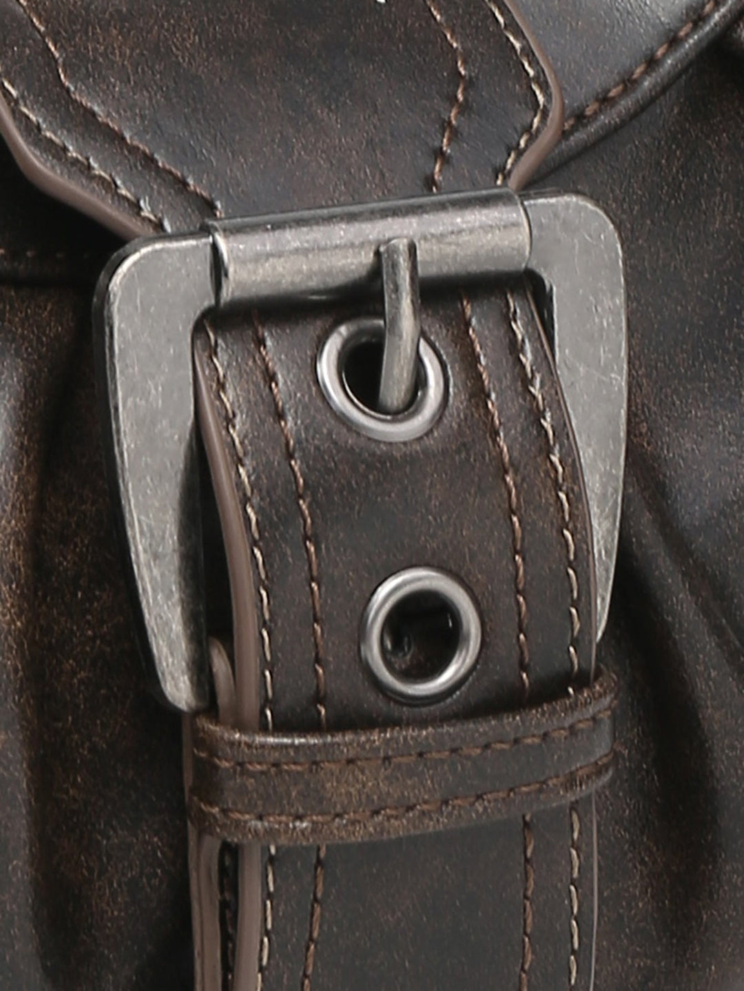 Urban Muse Distressed Faux Leather Buckle Hobo Bag