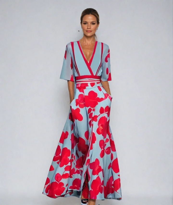 NUALA | ELEGANT FLORAL A-LINE DRESS