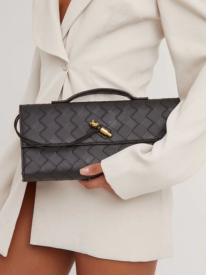 Chic Woven Vegan Leather Clutch Bag