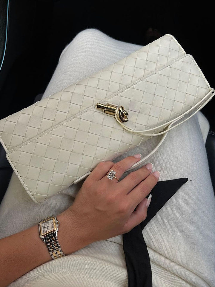 Chic Woven Vegan Leather Clutch Bag