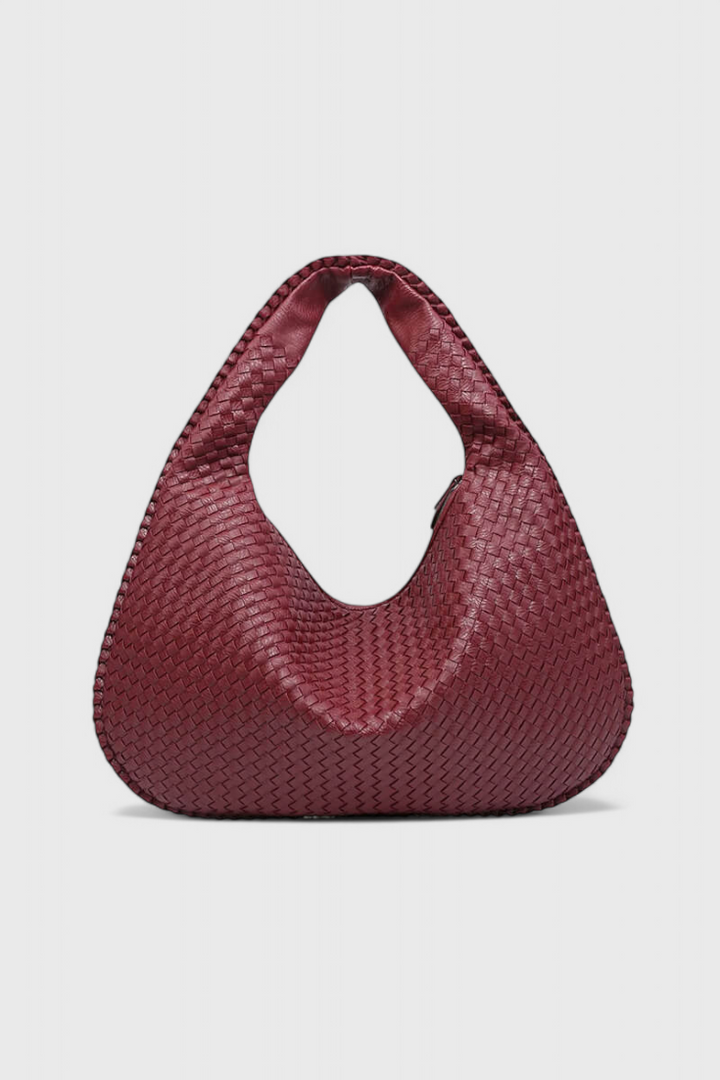 Woven Faux Leather Shoulder Bag