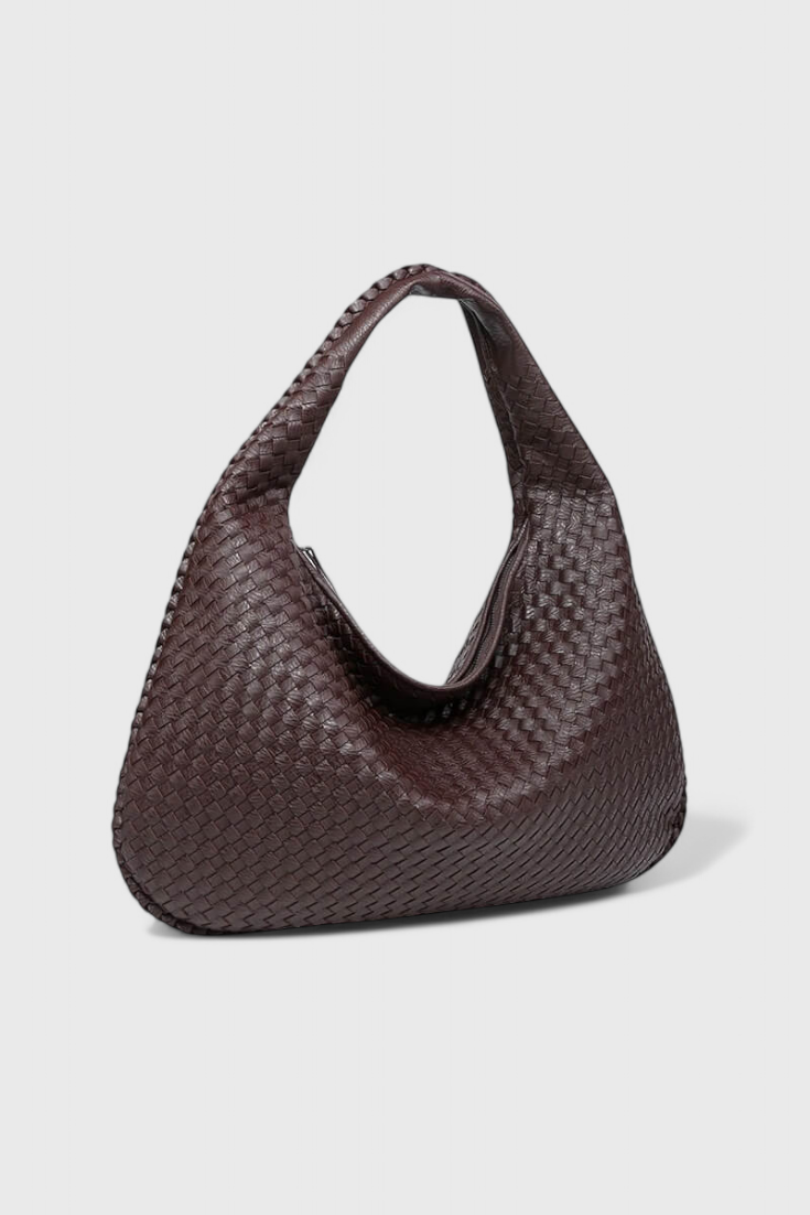 Woven Faux Leather Shoulder Bag