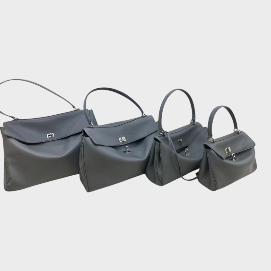 Structured Leather Handbag with Magnetic Flap
