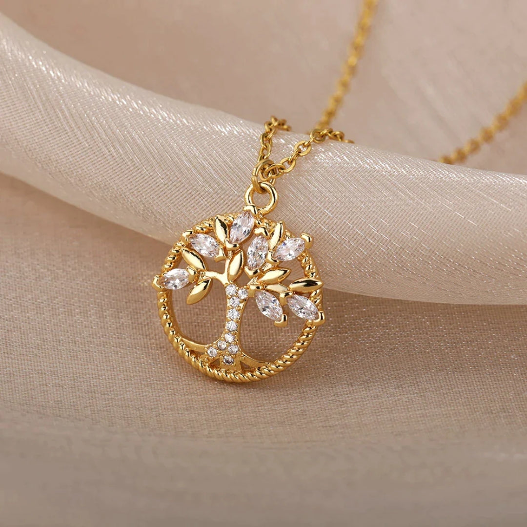 Eve | Gold Crystal Tree of Life Necklace
