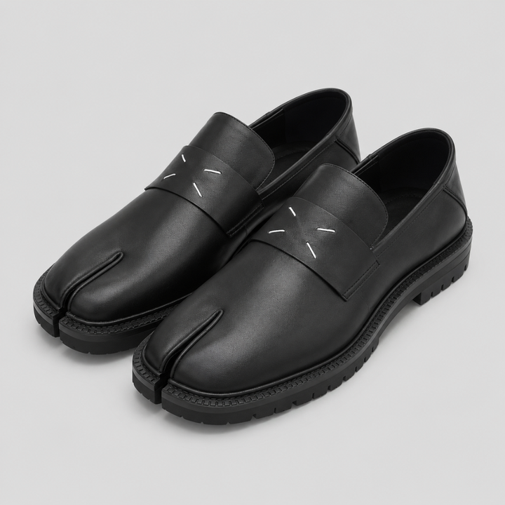 Unisex Split Toe Leather Loafers – Thick Sole Casual Shoes for Men & Women
