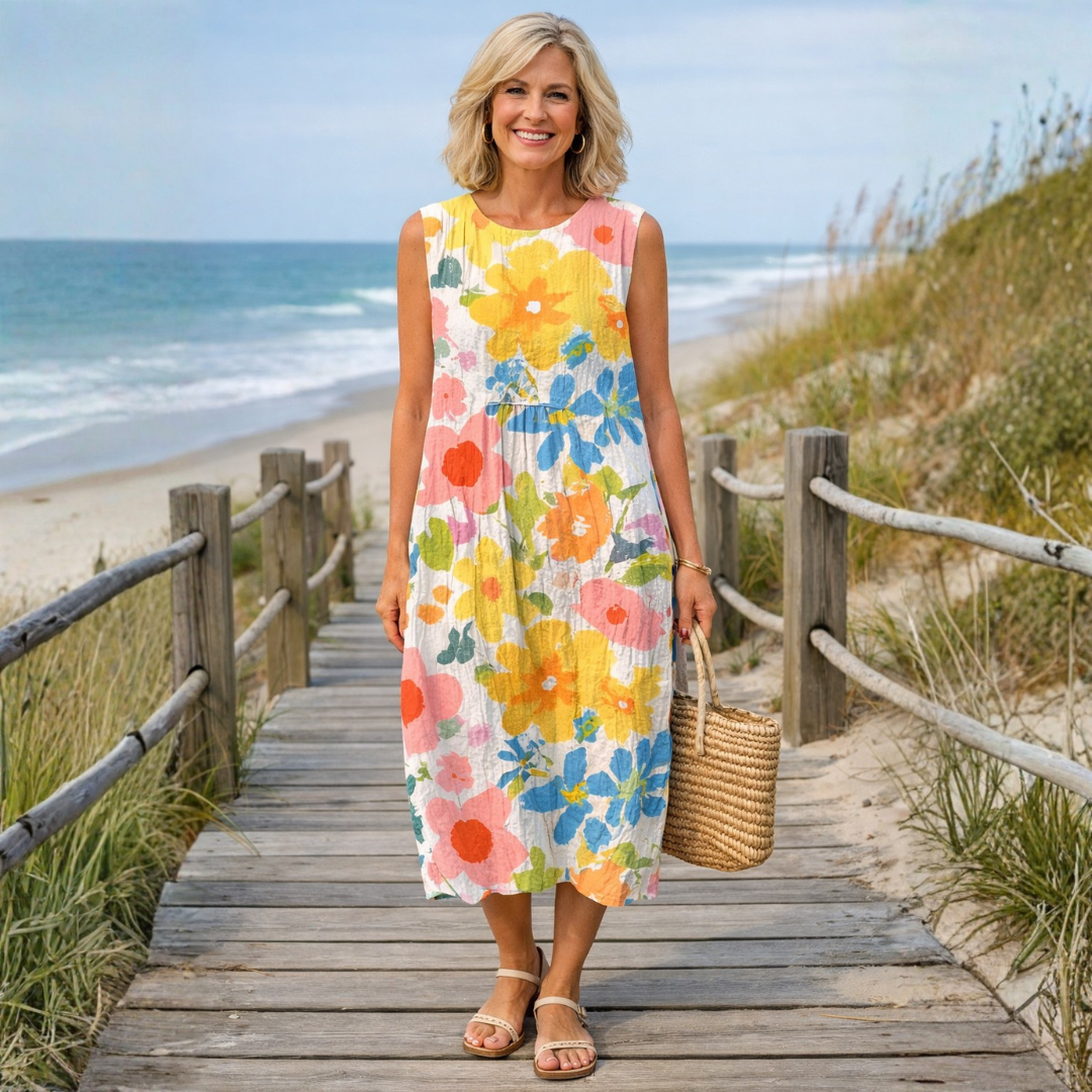ÉABHA | PASTEL FLORAL MIDI DRESS
