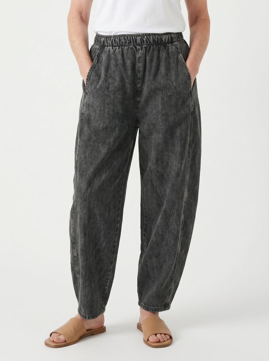 CLÍODHNA | RELAXED ELASTIC WAIST DENIM TROUSERS