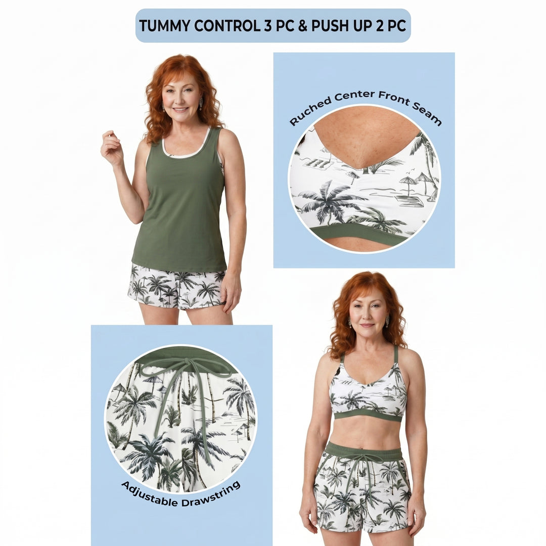 ARABELLA | SPORTY THREE-PIECE TANKINI SET WITH POCKETS