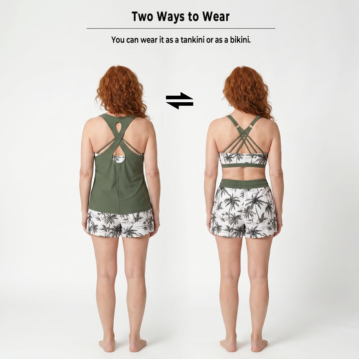 ARABELLA | SPORTY THREE-PIECE TANKINI SET WITH POCKETS
