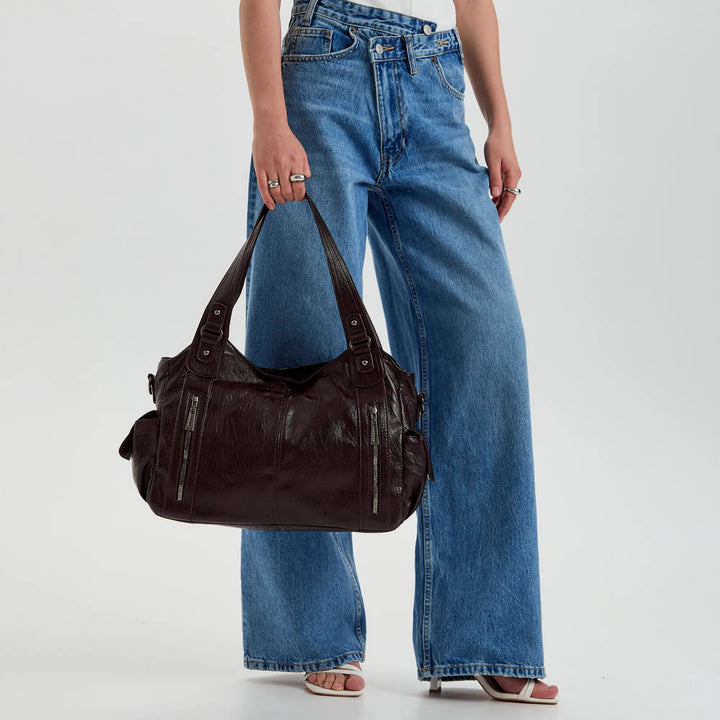 Faux Leather Crossbody Bag with Laptop Compartment