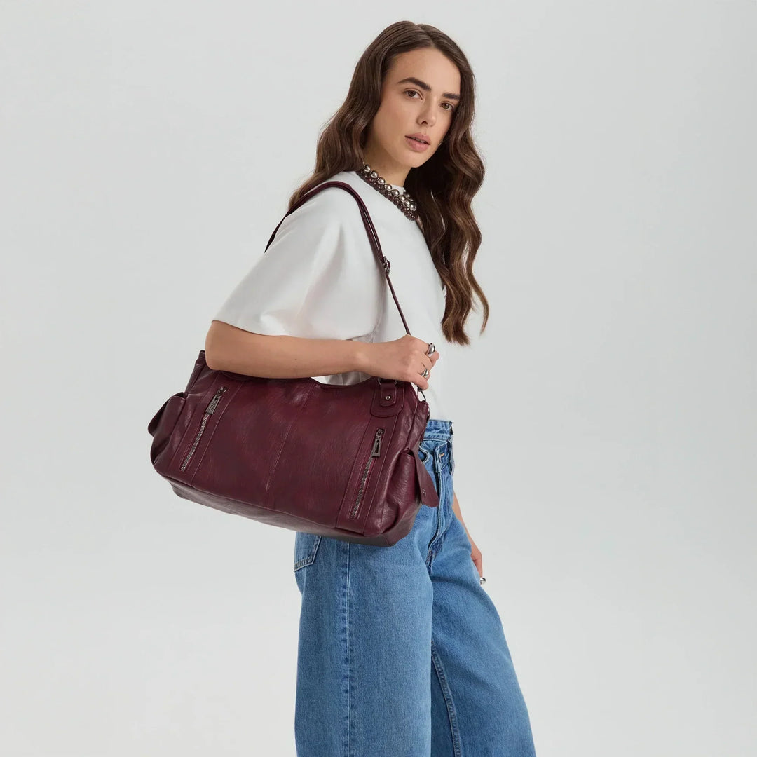 Faux Leather Crossbody Bag with Laptop Compartment