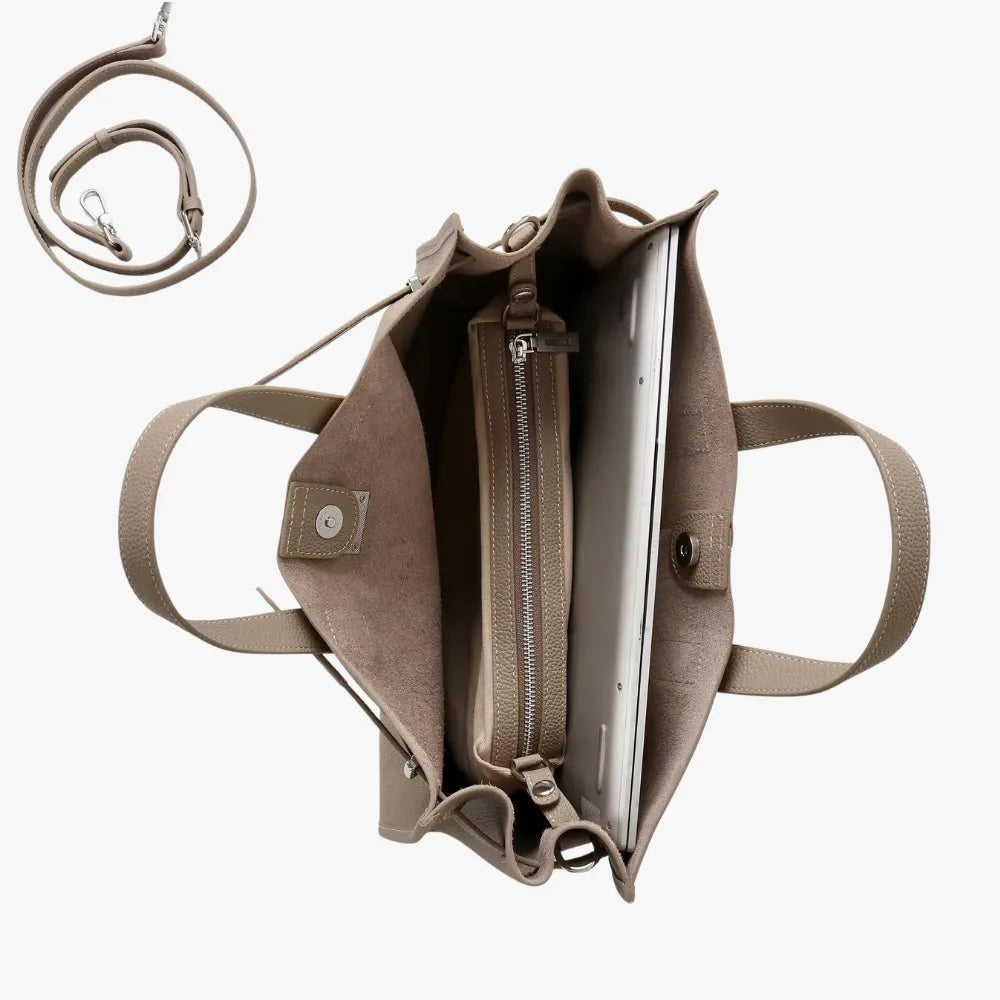 Structured Grained Leather Tote