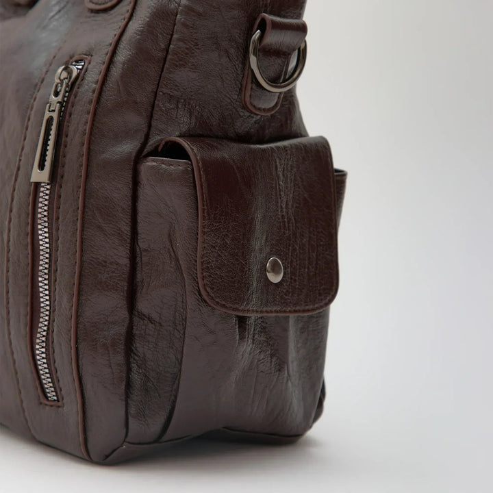 Faux Leather Crossbody Bag with Laptop Compartment