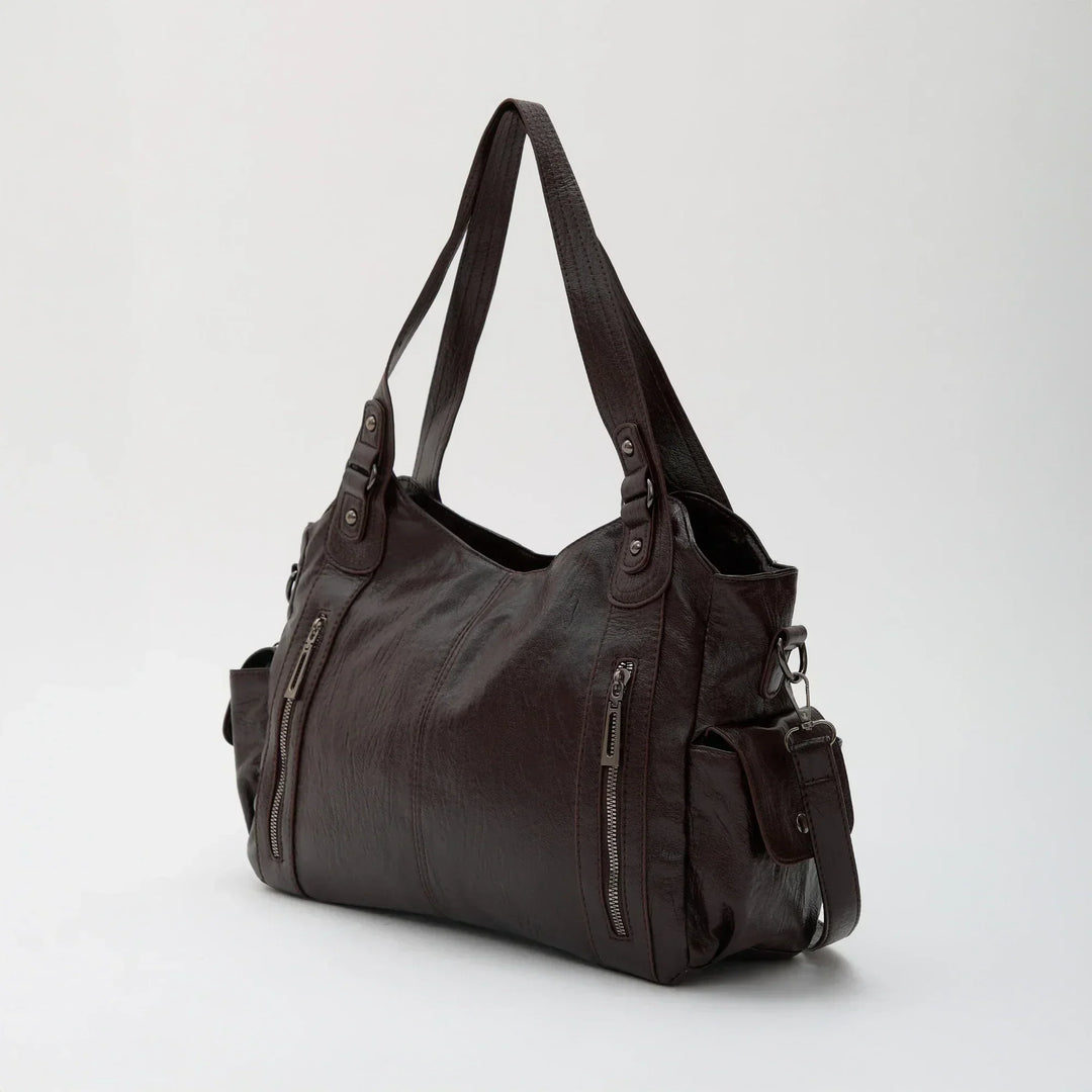 Faux Leather Crossbody Bag with Laptop Compartment