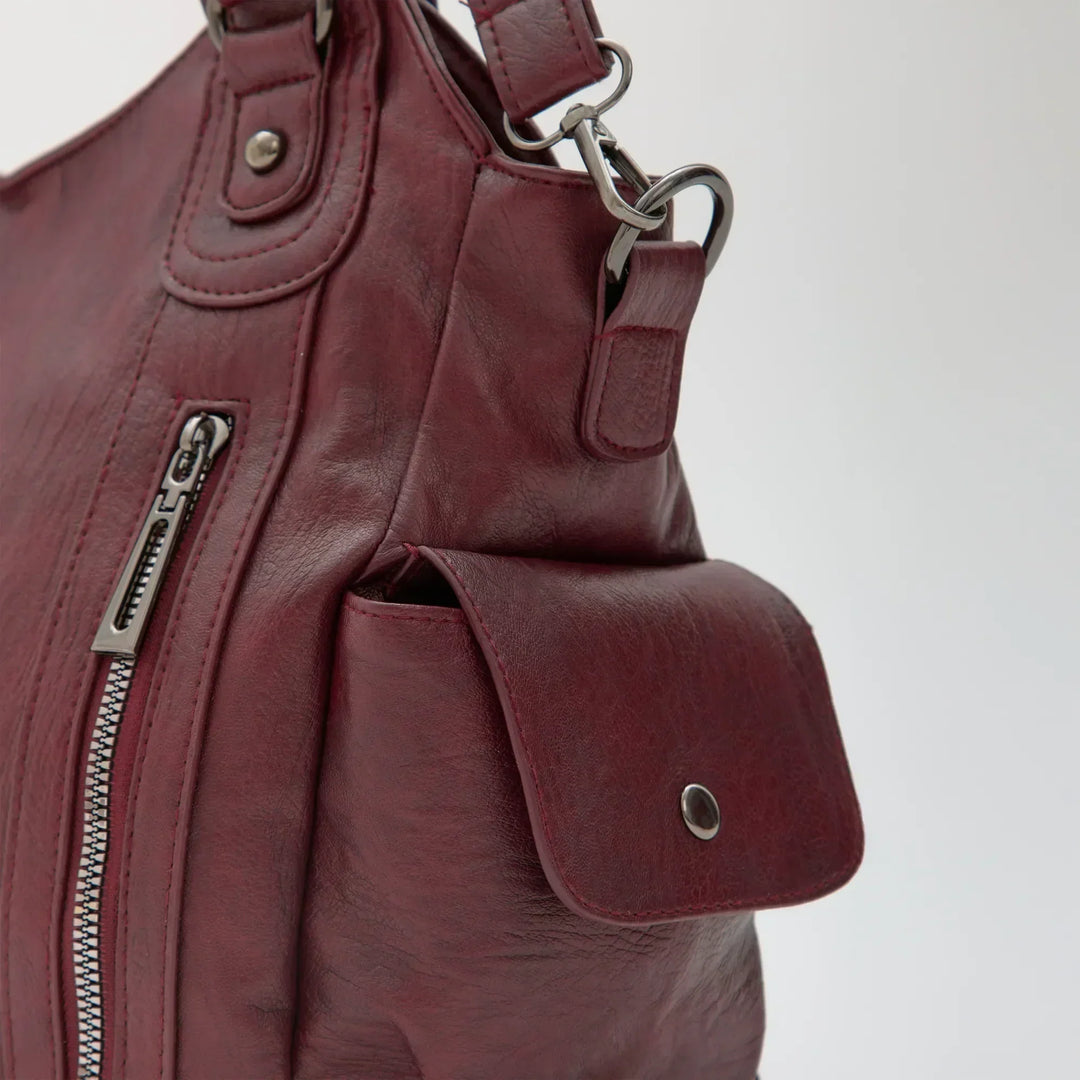 Faux Leather Crossbody Bag with Laptop Compartment