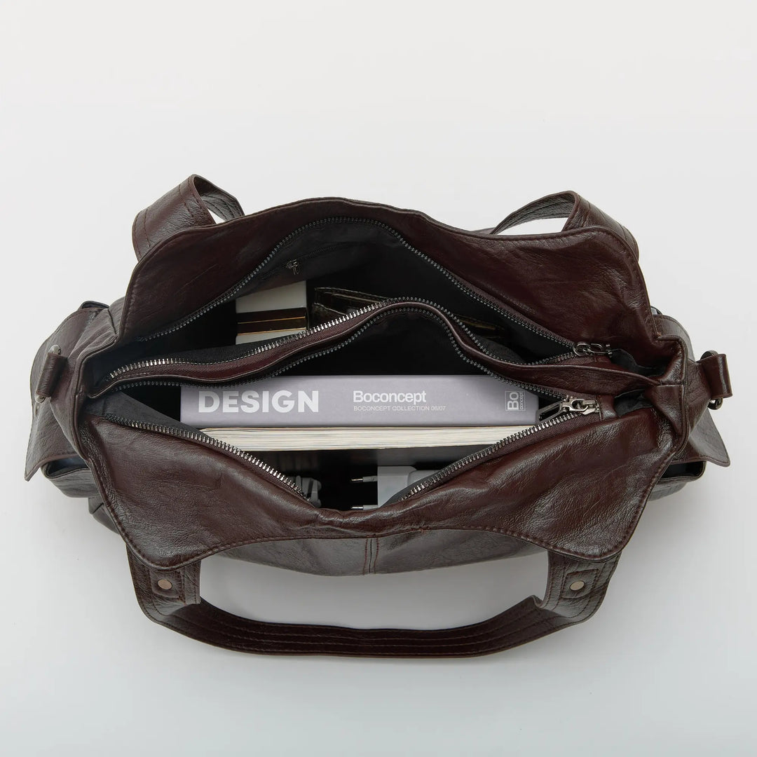 Faux Leather Crossbody Bag with Laptop Compartment