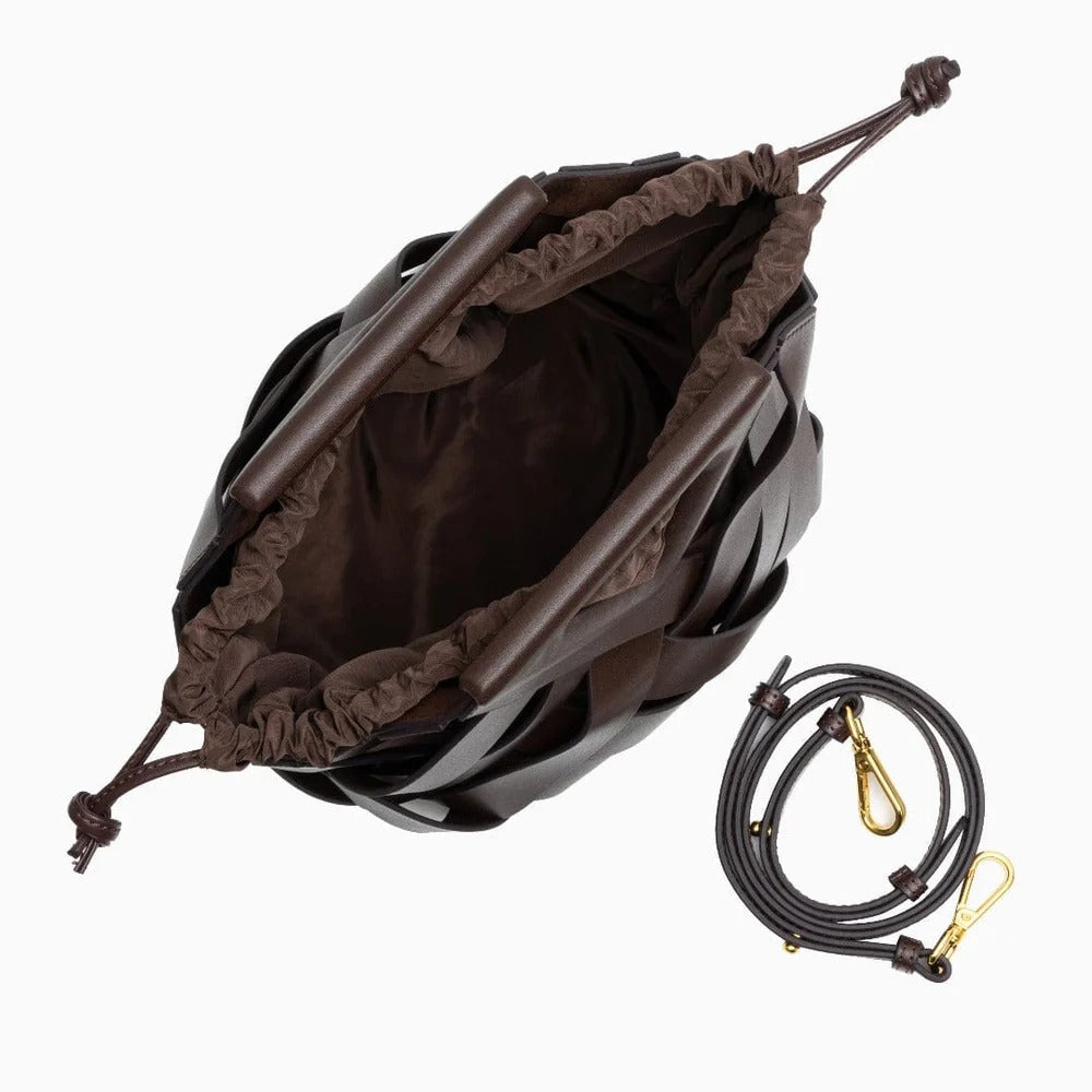 Structured Leather Handbag with Top Closure