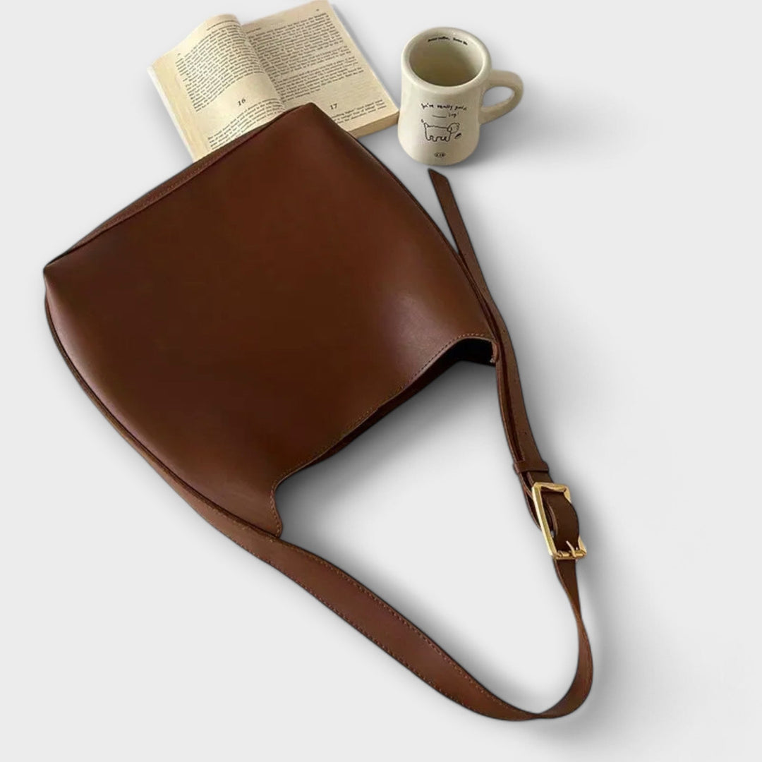 Faux Leather Shoulder Bag with Wide Strap