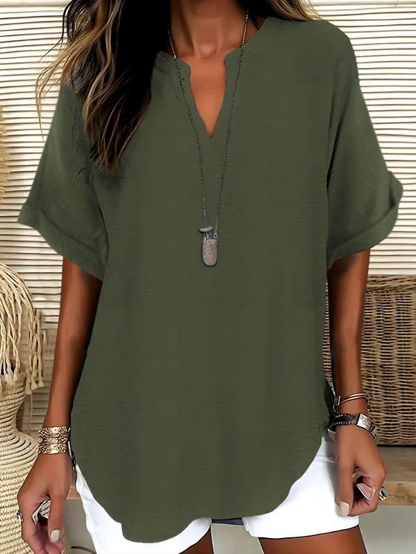 FIADH | SOFT-TOUCH NOTCHED-NECK BLOUSE
