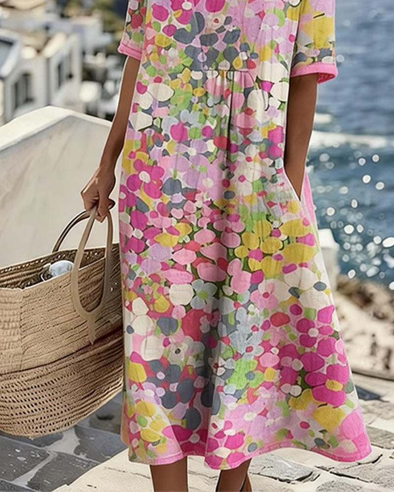 AELWYN | ELEGANT FLORAL MIDI DRESS