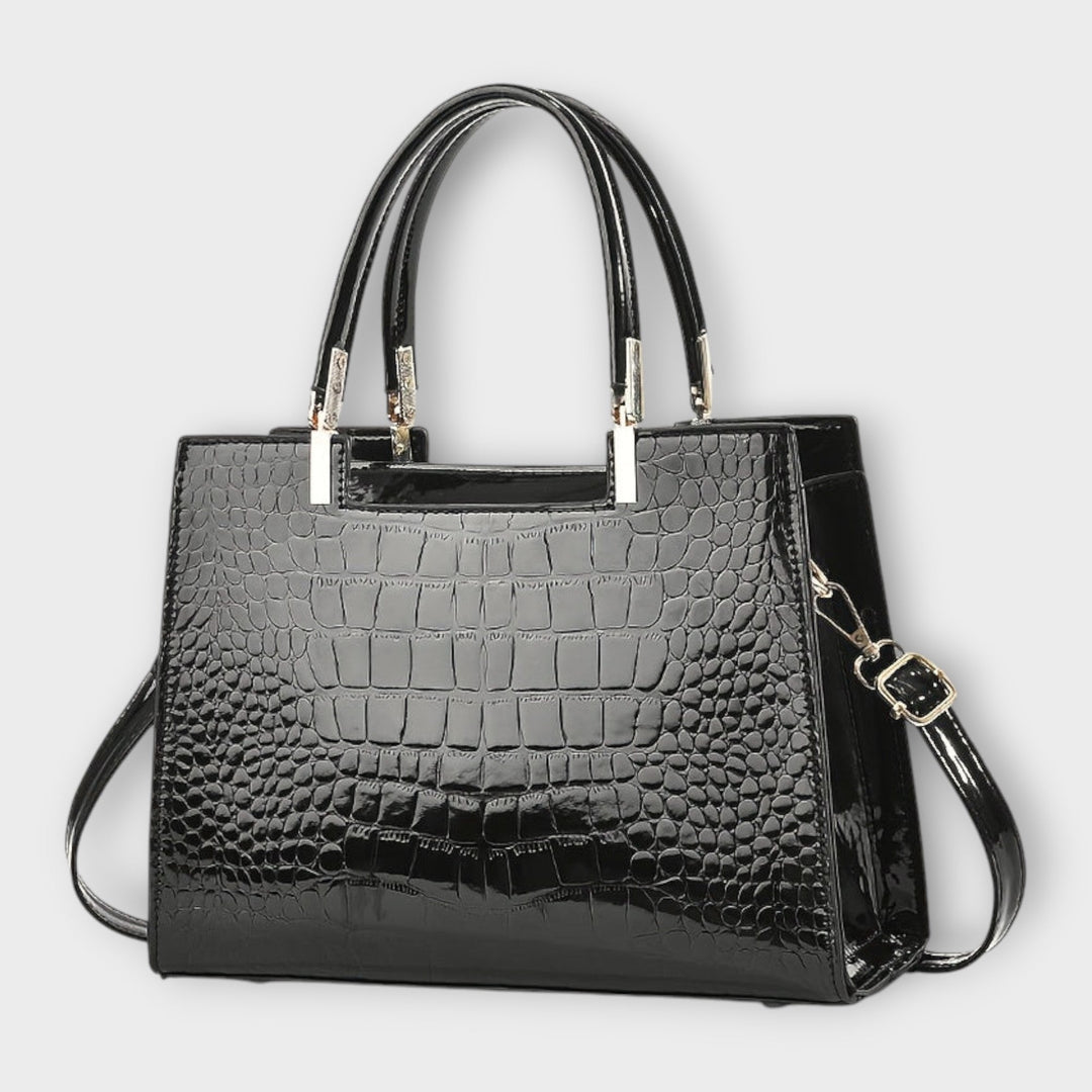 Faux Leather Bag with Crocodile-Embossed Finish