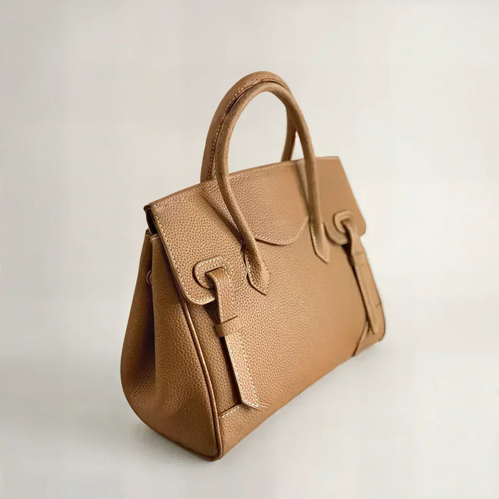 Structured Leather Bag with Detachable Strap