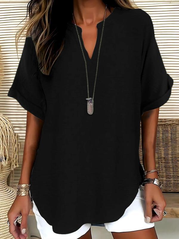FIADH | SOFT-TOUCH NOTCHED-NECK BLOUSE